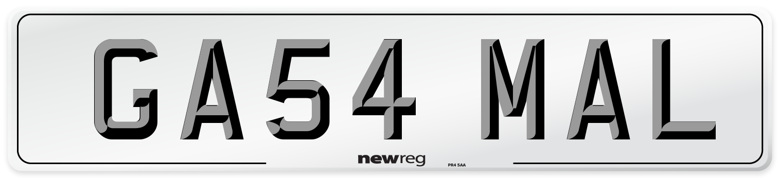 GA54 MAL Number Plate from New Reg